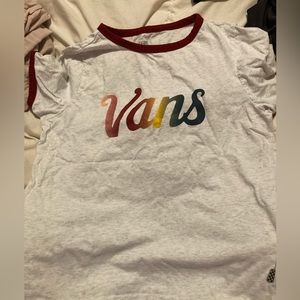 Vans T-shirt with rainbow cursive writing